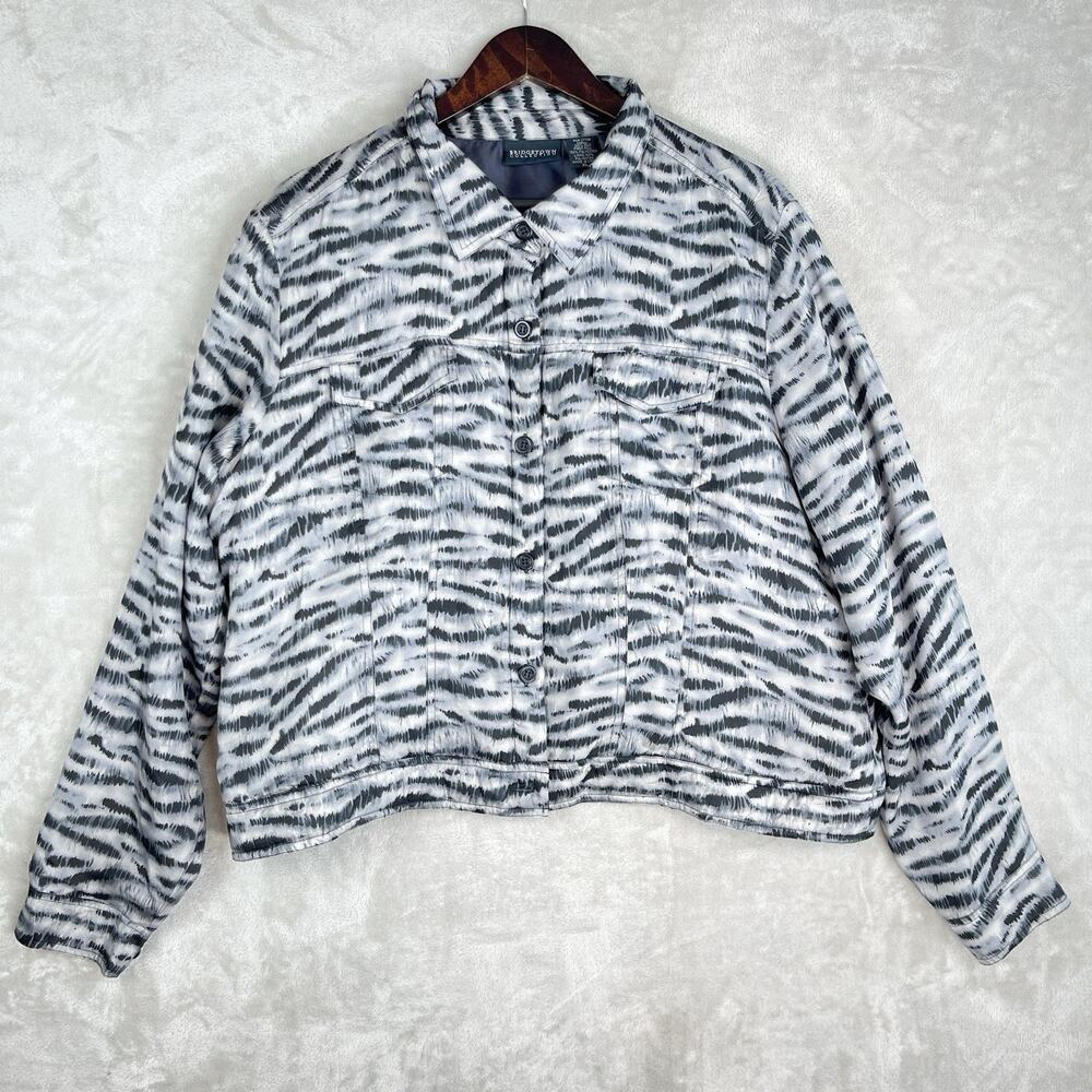 Vintage Bridgetown Collection 100% Silk Quilted Zebra Print Jacket  XL Mob Wife